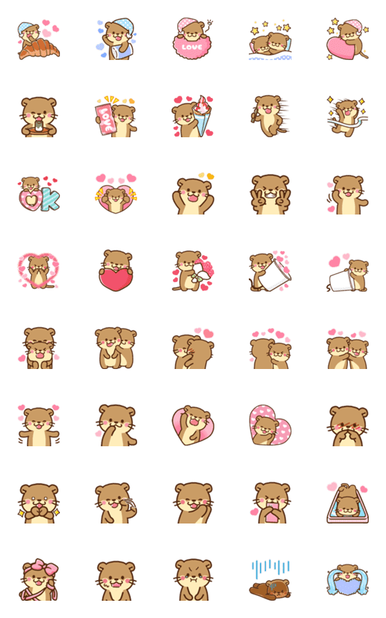 [LINE絵文字]コツメカワウソ♡ラブラブ6の画像一覧