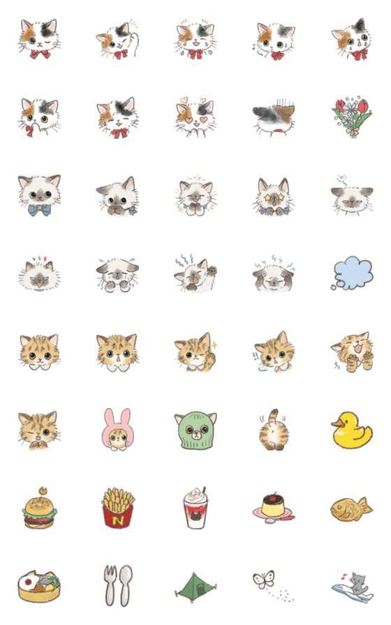[LINE絵文字]ドールな猫たちのキュートな絵文字の画像一覧