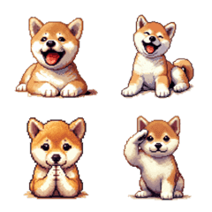 [LINE絵文字] ドット絵 仔犬な柴犬 絵文字の画像