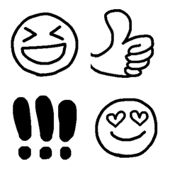 シンプルモノクロ日常使える絵文字の絵文字メイン画像