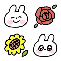 お花いっぱいのうさぎ絵文字記号の絵文字メイン画像