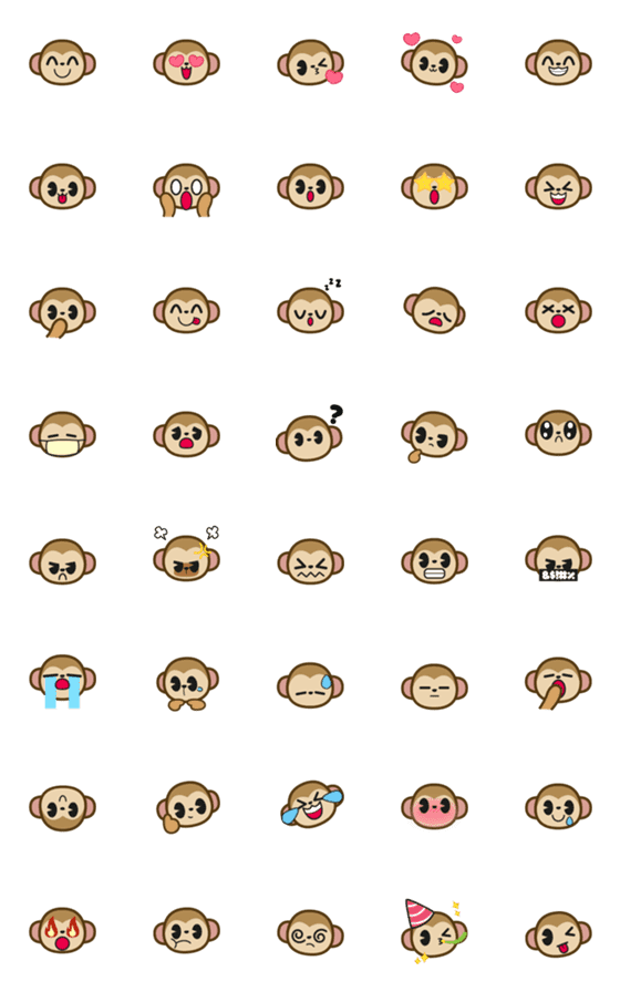 [LINE絵文字]Monki Monkey Emojiの画像一覧