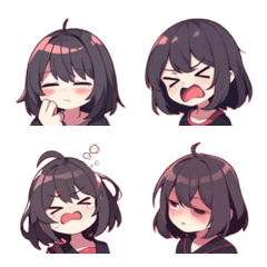 [LINE絵文字] ショートカットの女の子emojiの画像