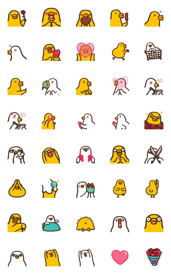 [LINE絵文字]Flexible Chicken and duck_emoji 6の画像一覧