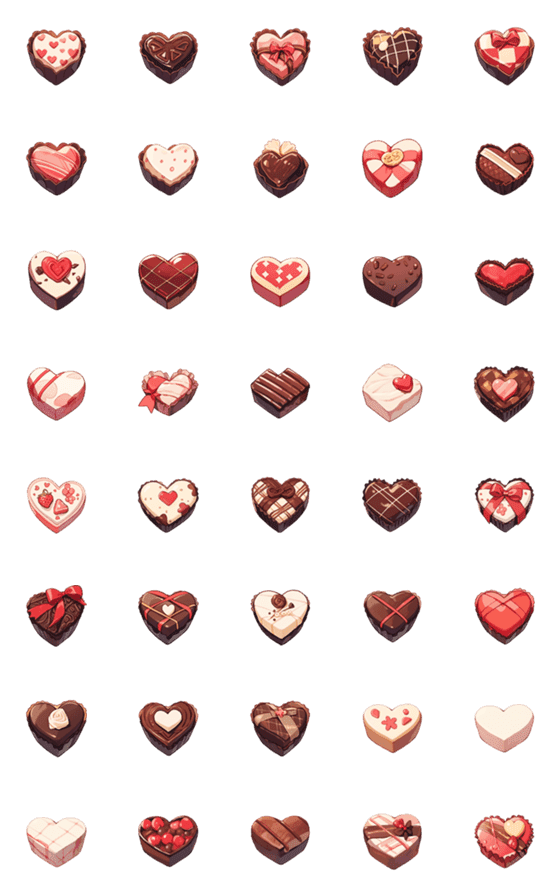 [LINE絵文字]Valentine's Day Heart-shaped Chocolate 3の画像一覧
