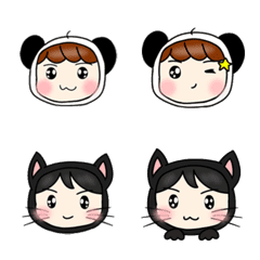 [LINE絵文字] Little Panda with Black catの画像