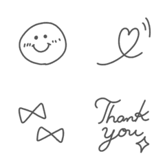 可愛いモノクロ絵文字その2の絵文字メイン画像