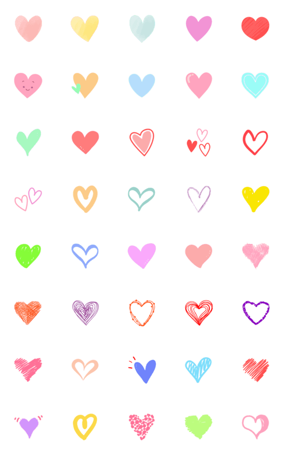 [LINE絵文字]Colorful macaron hearts emojiの画像一覧