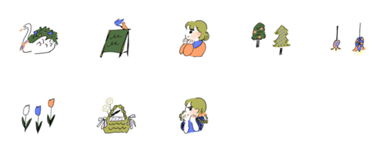 [LINE絵文字]カフェまでお散歩の画像一覧