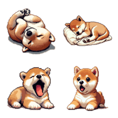 [LINE絵文字] ドット絵 仔犬な柴犬 日常会話の画像