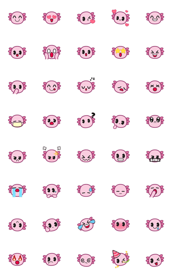 [LINE絵文字]Axolotl Cute Emojiの画像一覧