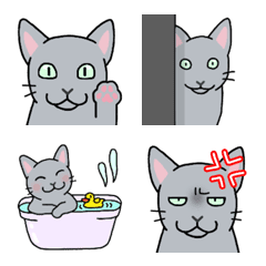 [LINE絵文字] 猫種別毎日可愛いロシアンブルー絵文字の画像