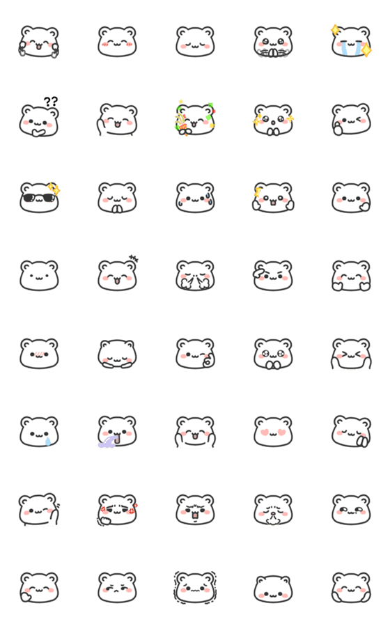 [LINE絵文字]シンプルで使いやすいゆるクマ(文字なし)の画像一覧