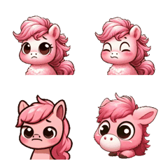[LINE絵文字] ピンク系 - 可愛い小さな馬の画像