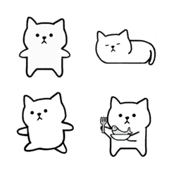 [LINE絵文字] straight faced white catの画像