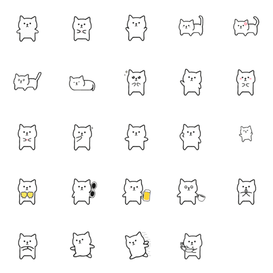 [LINE絵文字]straight faced white catの画像一覧