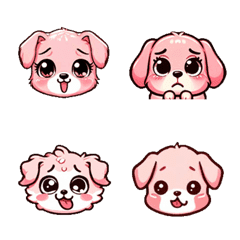 [LINE絵文字] ピンク系 - 可愛い小さな犬の画像