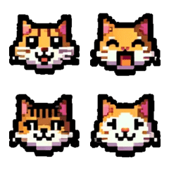 [LINE絵文字] ドット絵猫顔絵文字の画像