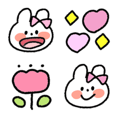 普通のうさぎちゃんピンク☆の絵文字メイン画像
