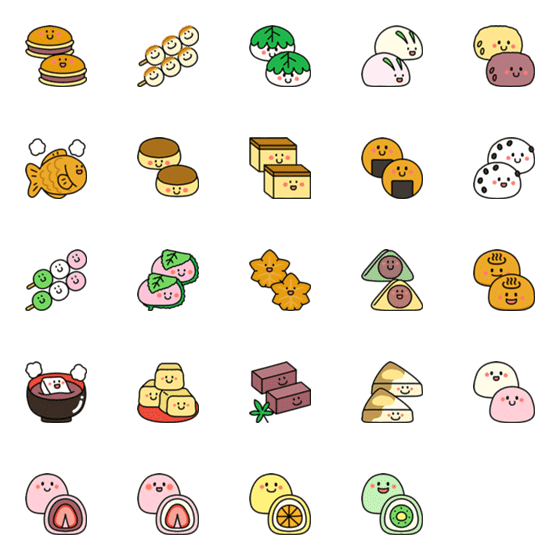 [LINE絵文字]瞬きする！あのファニーフェイス【和菓子】の画像一覧