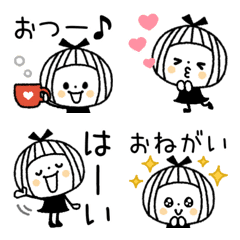 [LINE絵文字] ちびボブGIRL♡文字入り多めの画像