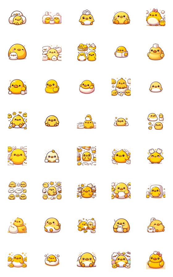 [LINE絵文字]cute yellow chick duck1の画像一覧