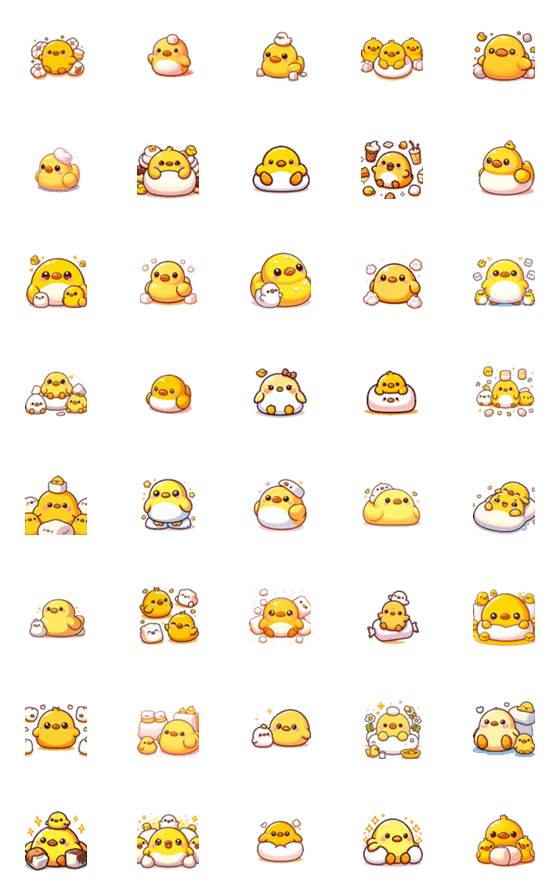 [LINE絵文字]cute yellow chick duck 2の画像一覧