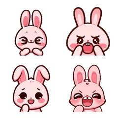 [LINE絵文字] ピンク系 - 可愛い小さなウサギの画像