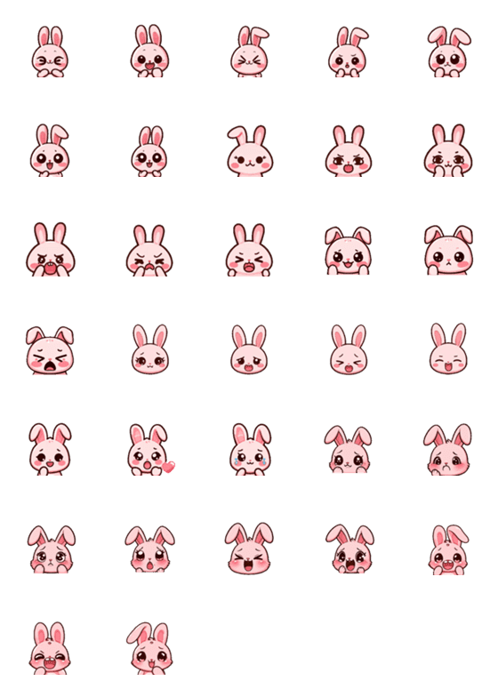 [LINE絵文字]ピンク系 - 可愛い小さなウサギの画像一覧