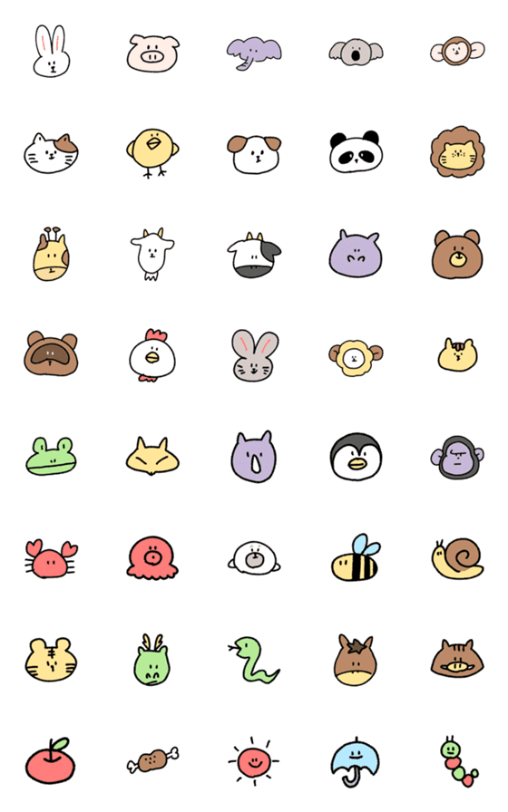 [LINE絵文字]可愛くてゆるい動物さん絵文字の画像一覧