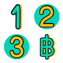 [LINE絵文字] Numbers emoji yellow mintの画像