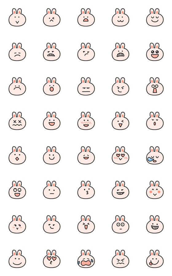 [LINE絵文字]pink love rabbit Emojiの画像一覧