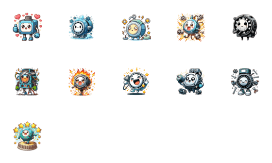 [LINE絵文字]Cute Motor-kun emoji of electronic partsの画像一覧