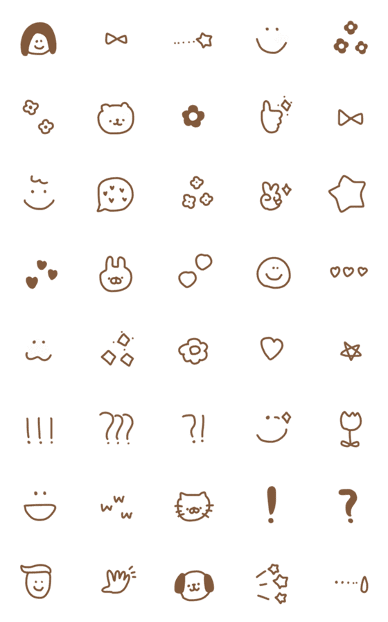 [LINE絵文字]＊シンプル＊brown線画の画像一覧