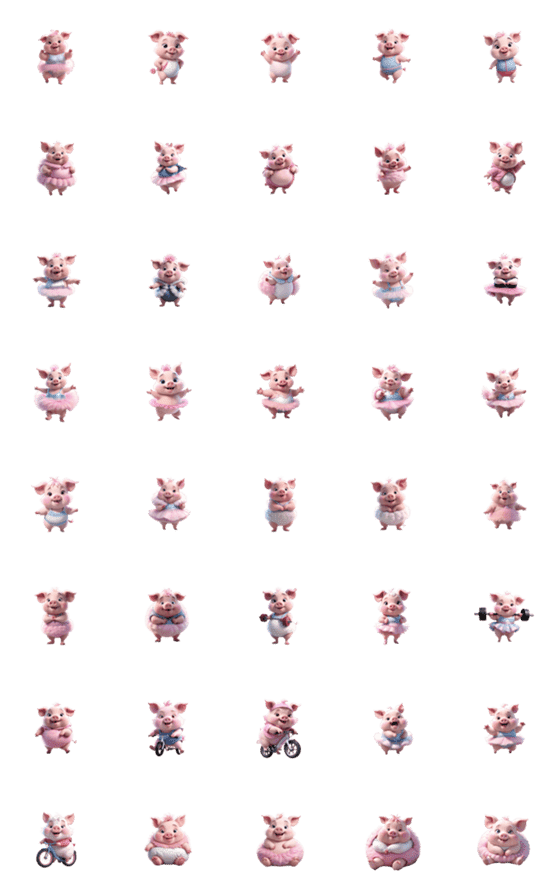 [LINE絵文字]かわいいぽっちゃりピンクの子豚の画像一覧