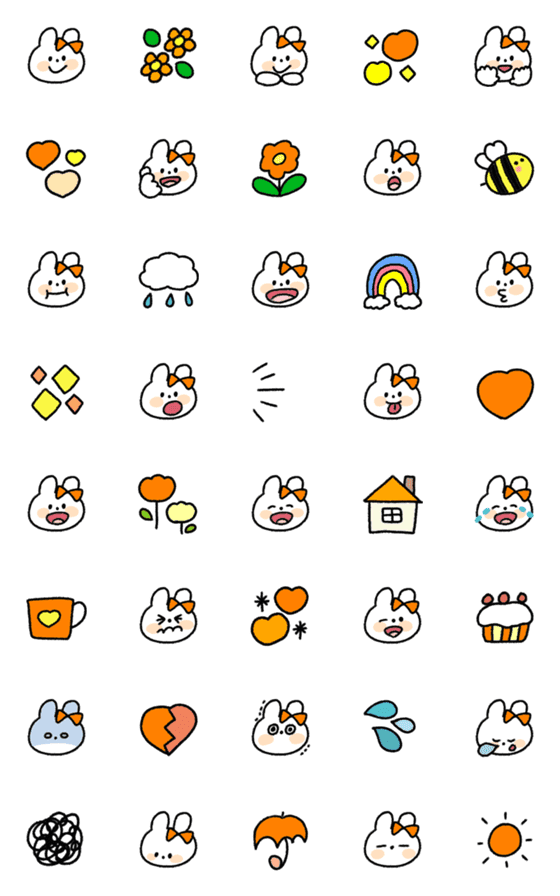 [LINE絵文字]普通のうさぎちゃんオレンジ1.の画像一覧