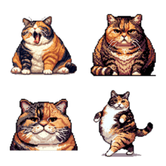 [LINE絵文字] 太っちょ麦わら猫 食べ過ぎ 絵文字の画像