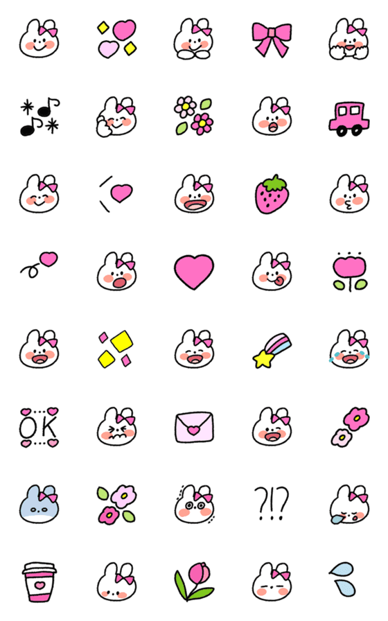 [LINE絵文字]普通のうさぎちゃんピンク...の画像一覧