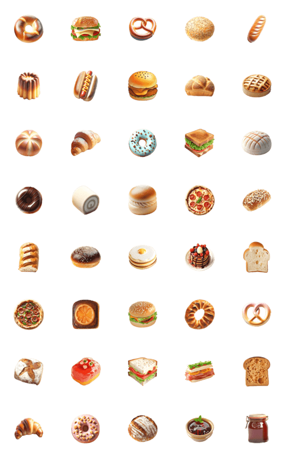 [LINE絵文字]パン  絵文字の画像一覧