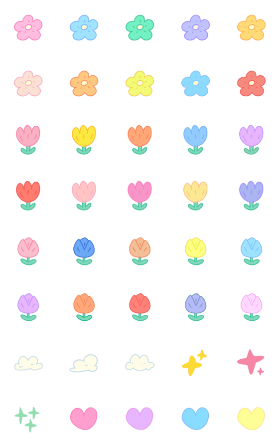 [LINE絵文字]oaplsrp Emoji : Colorful Flowersの画像一覧