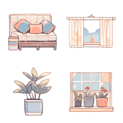 [LINE絵文字] home life-Furniture combinationの画像
