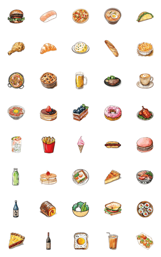 [LINE絵文字]色々な食べ物絵文字の画像一覧