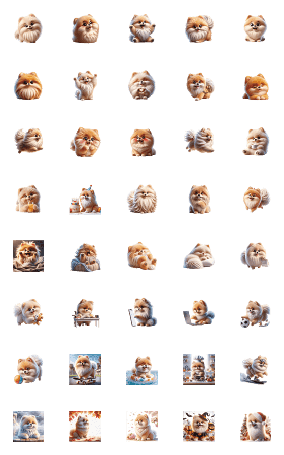 [LINE絵文字]3Dアート ドッグフレンズ ポメラニアンの画像一覧