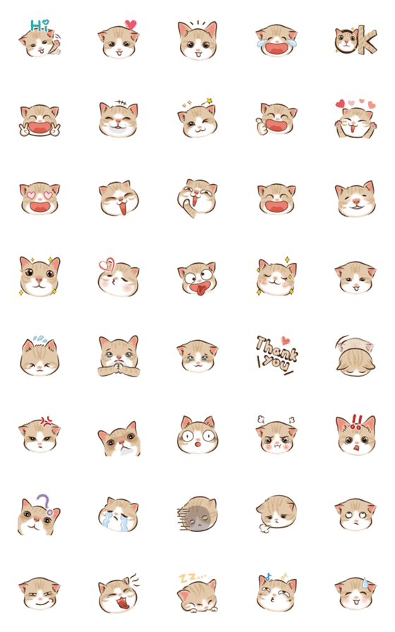 [LINE絵文字]Cute Tabby Emojiの画像一覧