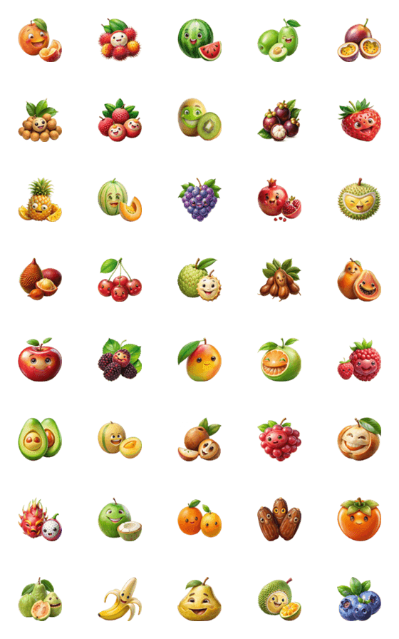 [LINE絵文字]Delicious Mixed Fruit (Emoji) 2の画像一覧