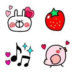 [LINE絵文字] ウサギとコトリとフルーツ♥の画像