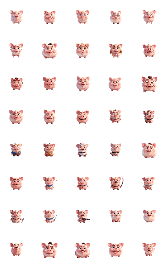 [LINE絵文字]Cute pig playの画像一覧