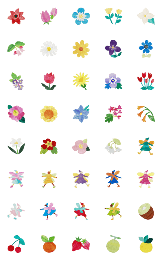[LINE絵文字]春の花と妖精の庭の画像一覧