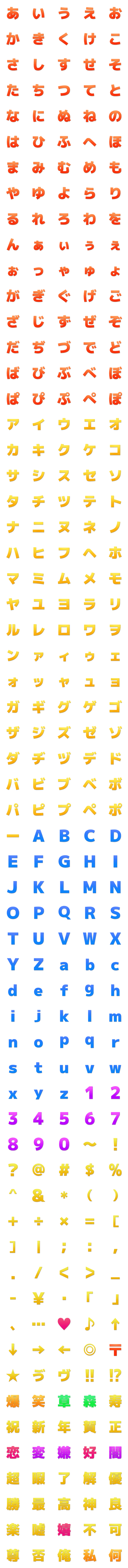 [LINE絵文字]シンプルグラデーションデコ文字 ゴシックの画像一覧