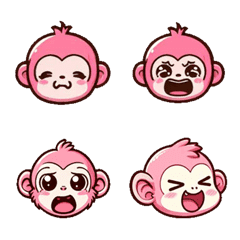 [LINE絵文字] ピンク系 - 可愛い小さな猿の画像